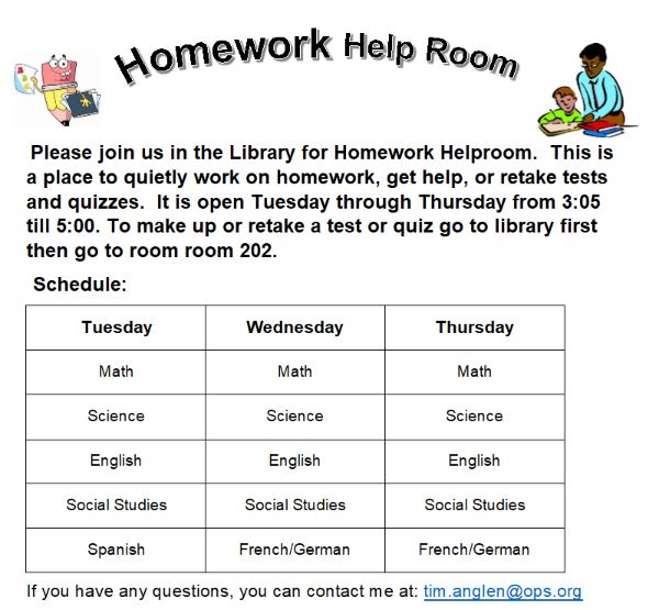 Homework Help Room 23-24